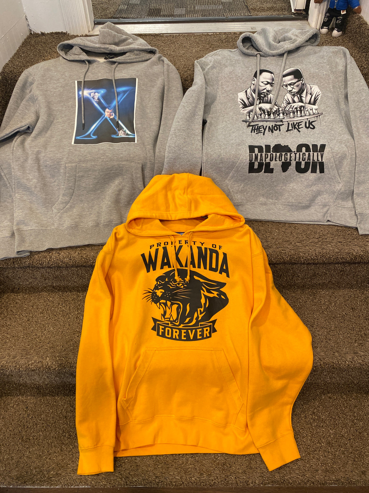 Assorted hoodies