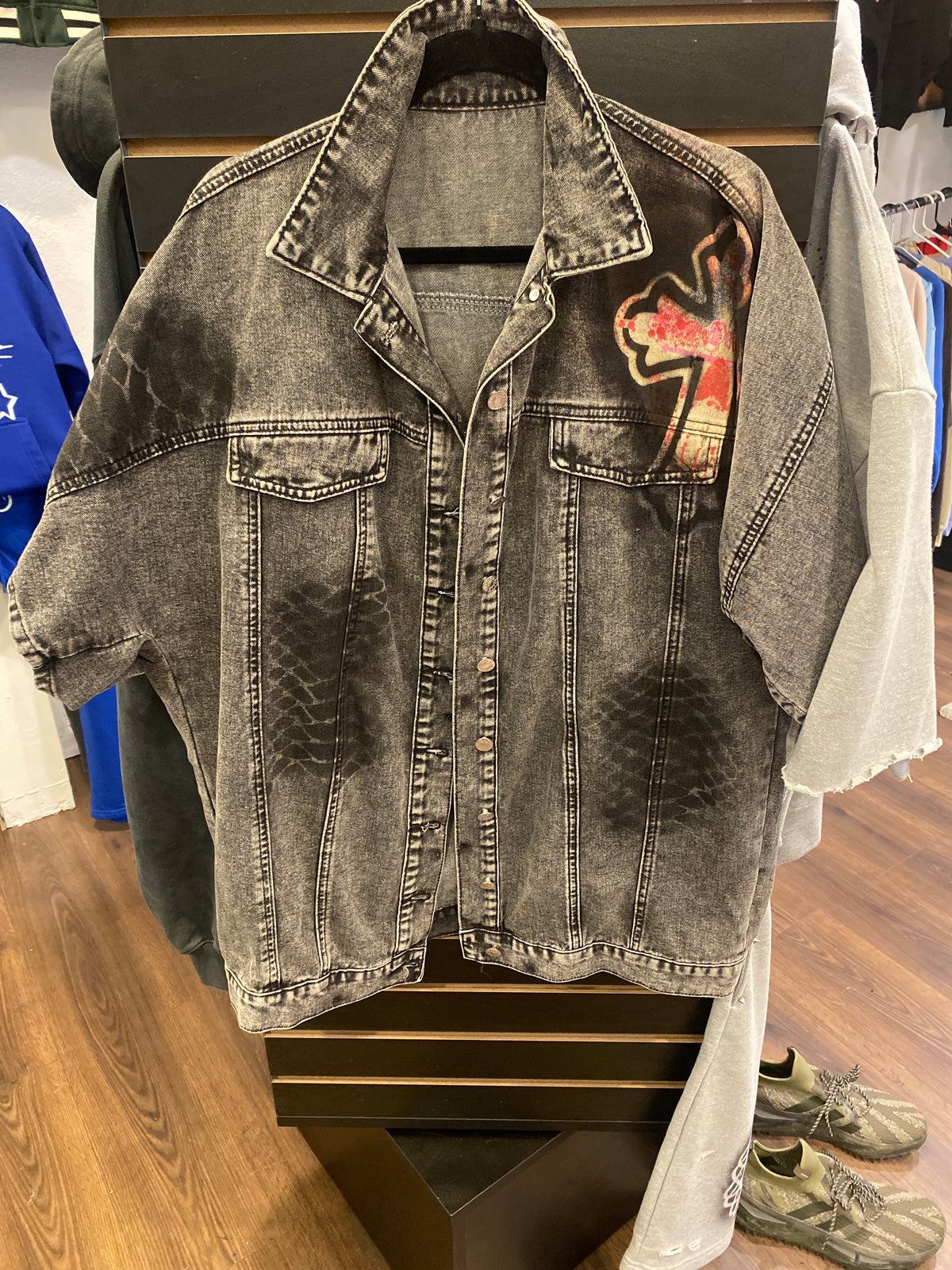 Short sleeved jean shirt